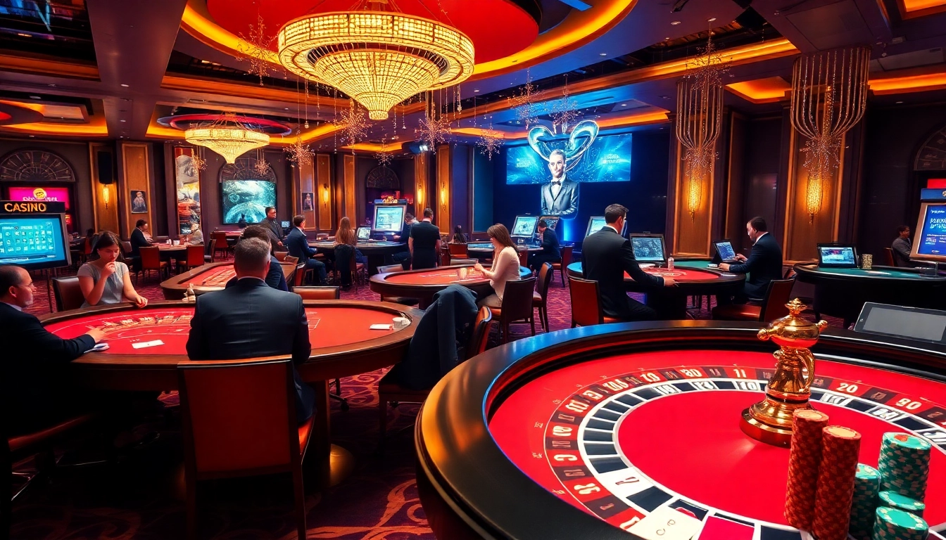 Experience the excitement of TPower casino with engaging players and vibrant game tables.