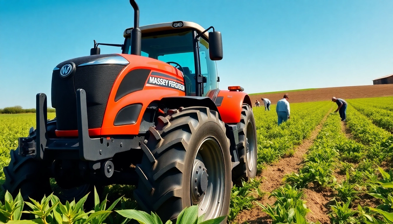 Massey Ferguson tractor working efficiently in a verdant agricultural field.