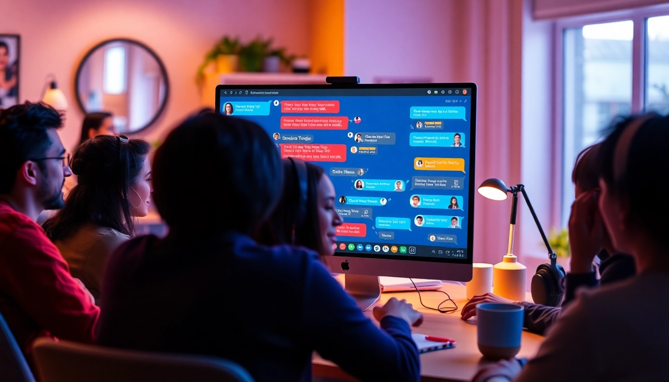 Engage in Anonymous Conversations with interactive, colorful chat displays on a computer screen.