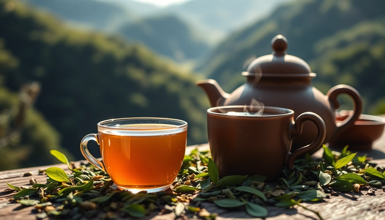 Nepali tea steeping in a traditional clay teapot, set against the lush Himalayan backdrop.