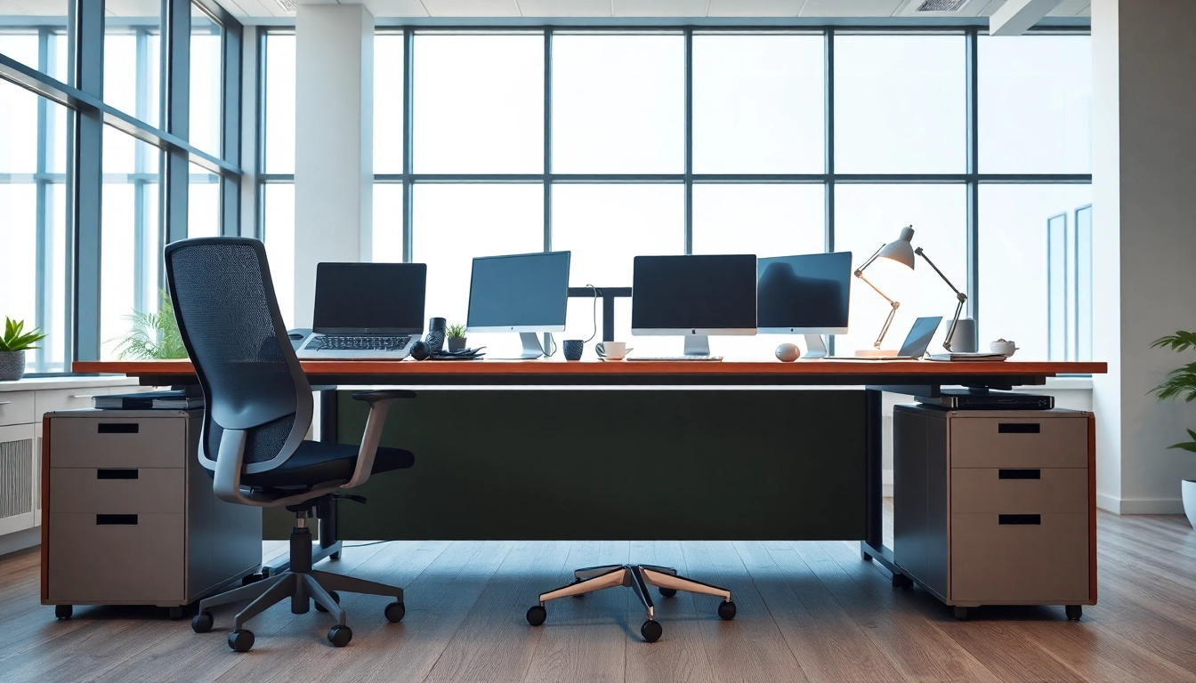 Werkplekbeheer met focus op een moderne kantooromgeving en ergonomisch meubilair.