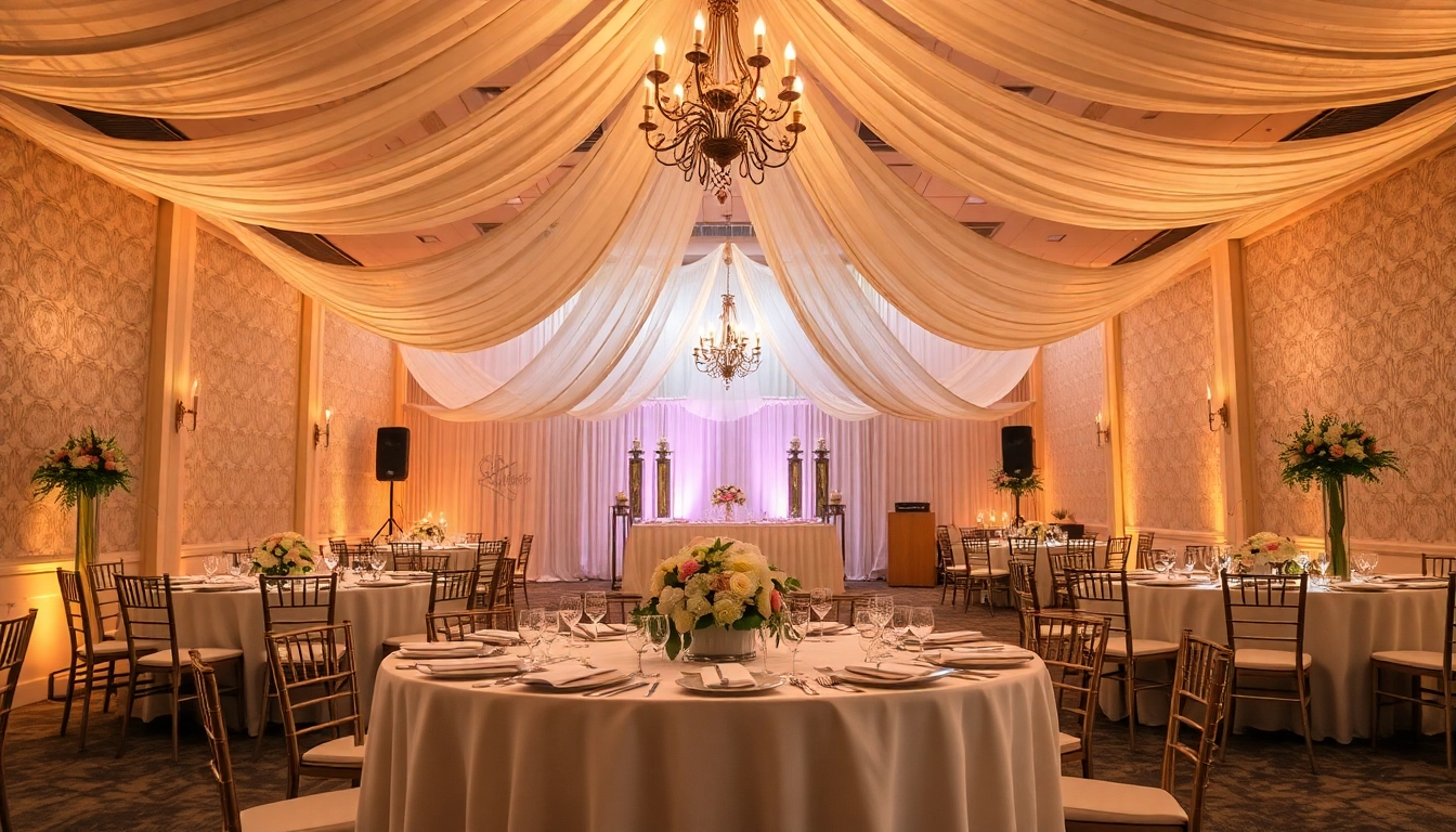 Gaze upon a beautifully arranged Trenton event center interior set for a wedding reception.