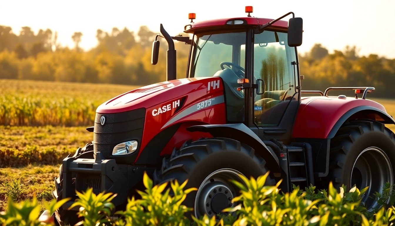 Case-ih Traktor bei der Arbeit im Feld mit modernen Agrartechniken.