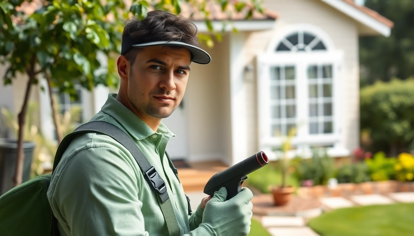 Pest control Sydney technician inspecting a home for pests with professional tools.