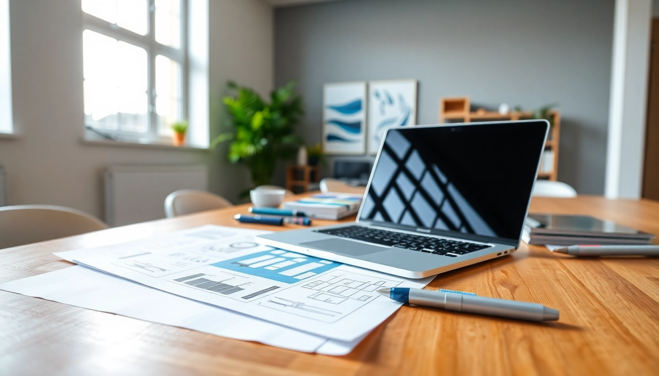 Showcase innovative website design with modern tools and creative workspace.