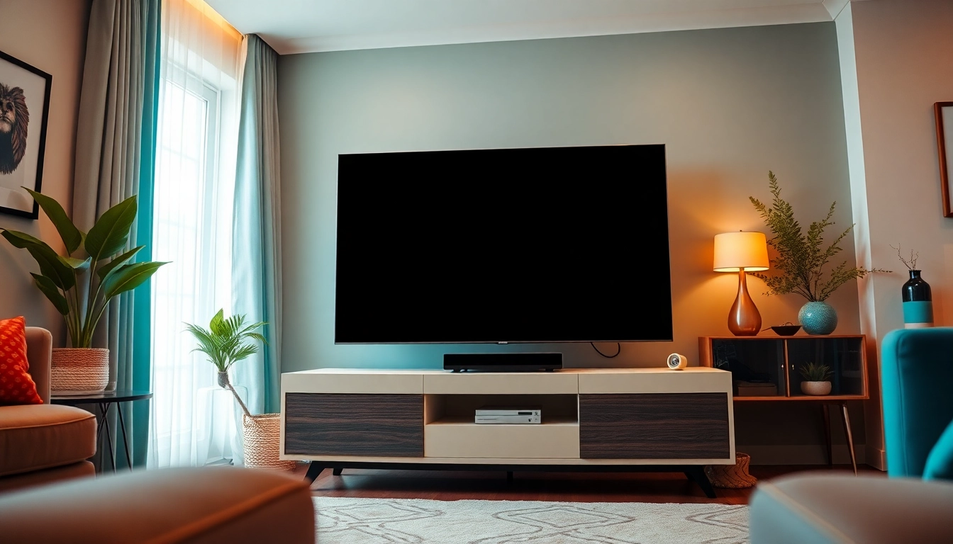 Experience superbox tv in a modern living room setting with a sleek design and cozy ambiance.
