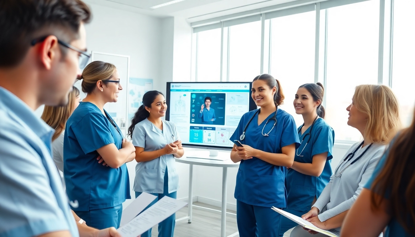 Nurses engaging in discussion about VDAP strategies in a bright healthcare environment.
