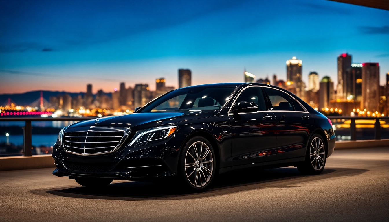 Experience premium car service Vancouver BC with a luxury vehicle against the city skyline.