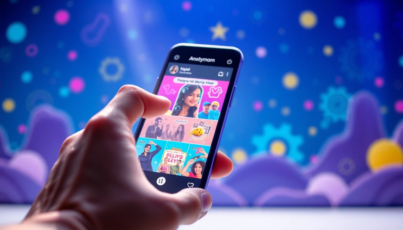Engaging anonymous Instagram story viewer interface on a smartphone with vibrant colors.