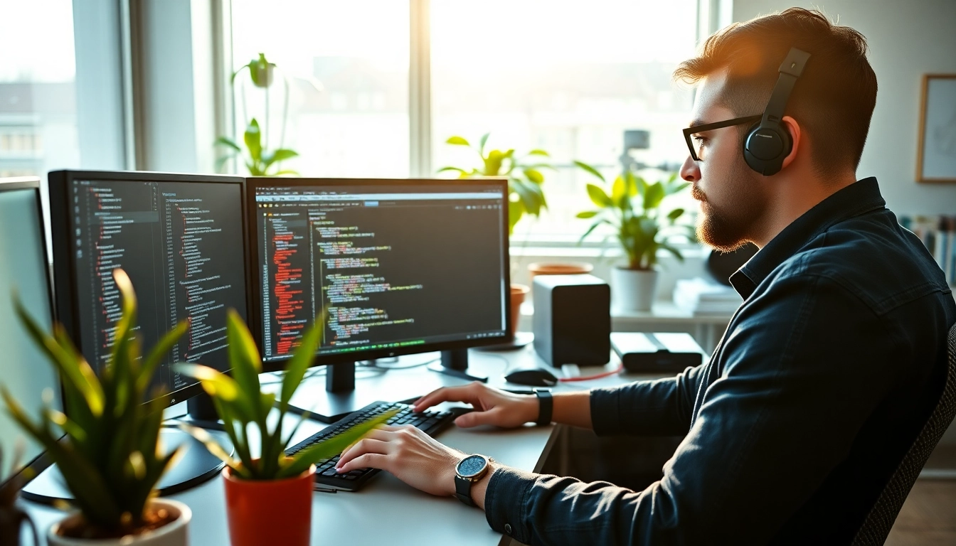 Capture a developer utilizing the screenshot API with dynamic screens in a bright office.