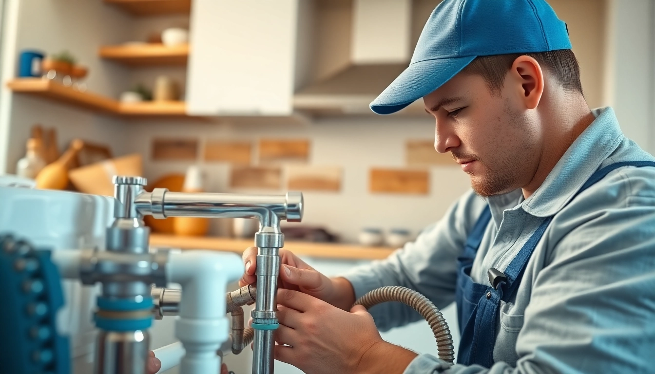 Reliable plumber kngihtdale fixing a sink in a bright kitchen environment.